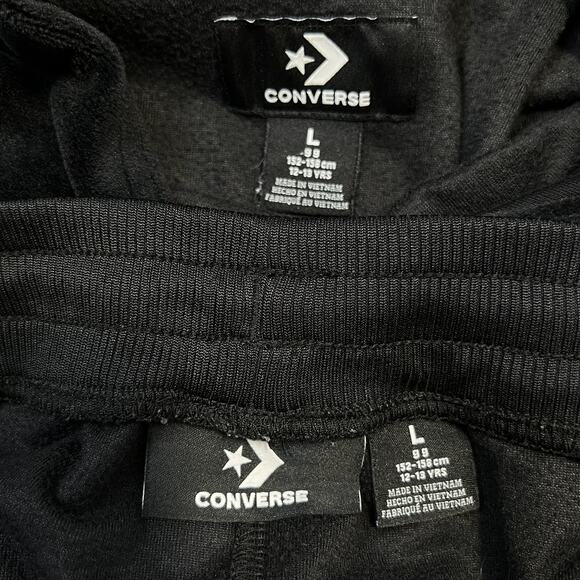 Converse Hoodie Pants Set Youth Large 12-13 Velour Pink Stripes Outfit Tracksuit - Picture 14 of 15